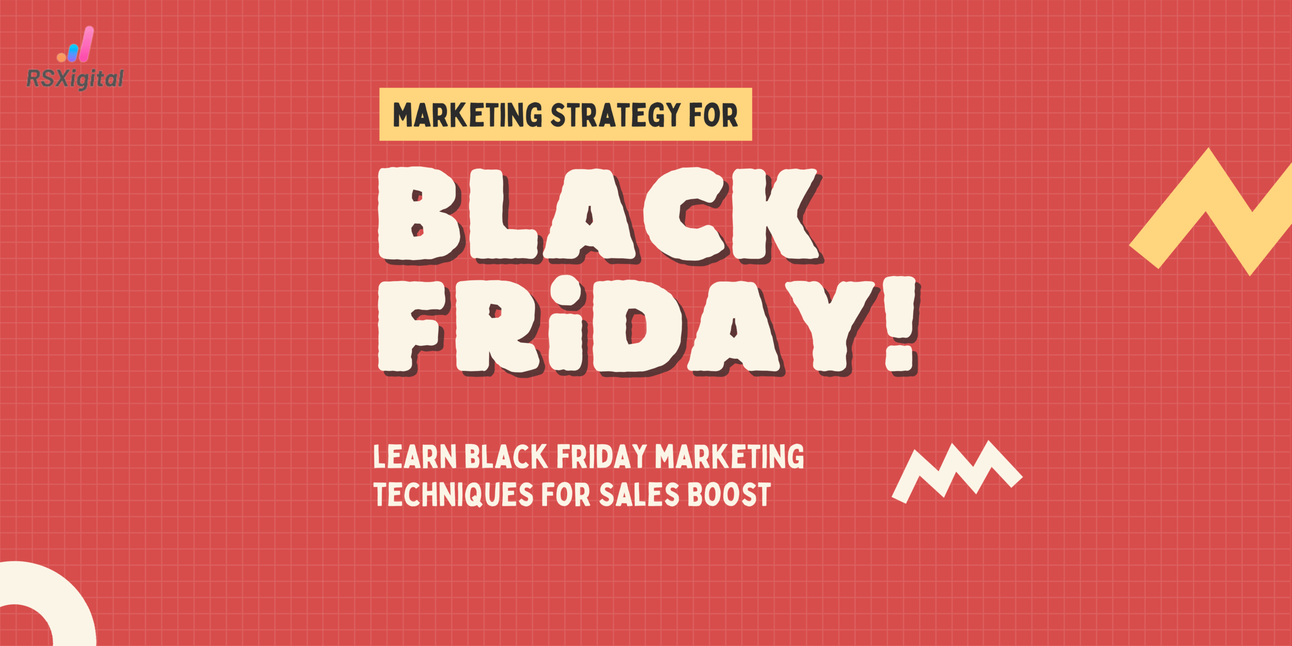 Red and Yellow Modern Black Friday Marketing Strategy Banner